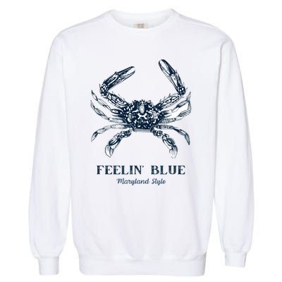 Feelin' Blue Maryland Style Retro Crab Garment-Dyed Sweatshirt