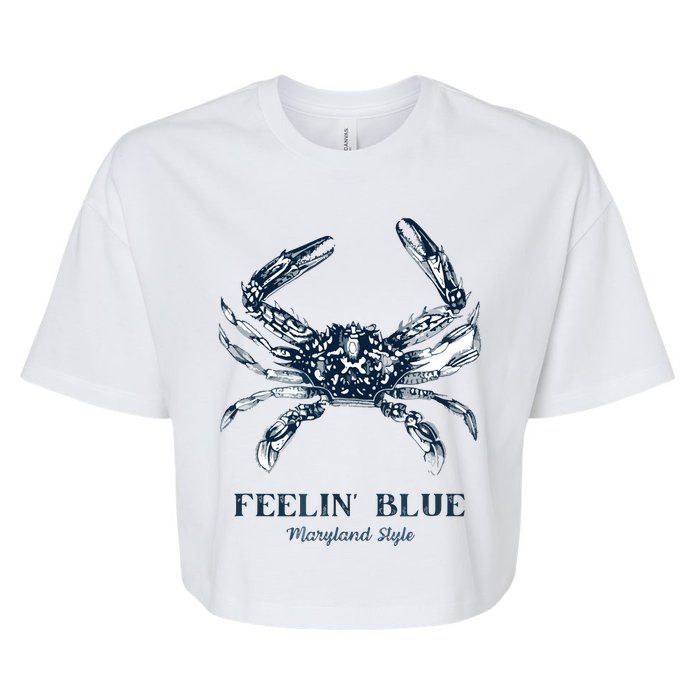 Feelin' Blue Maryland Style Retro Crab Bella+Canvas Jersey Crop Tee