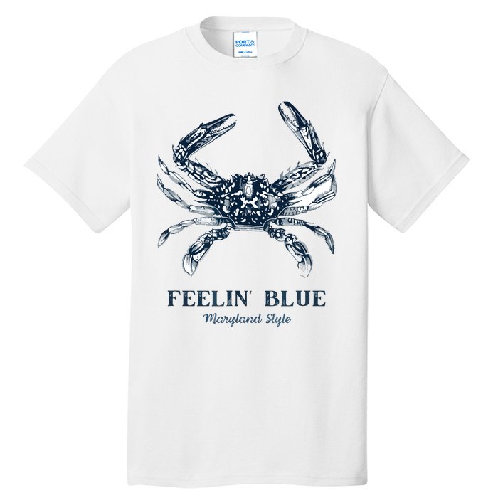 Feelin' Blue Maryland Style Retro Crab Tall T-Shirt