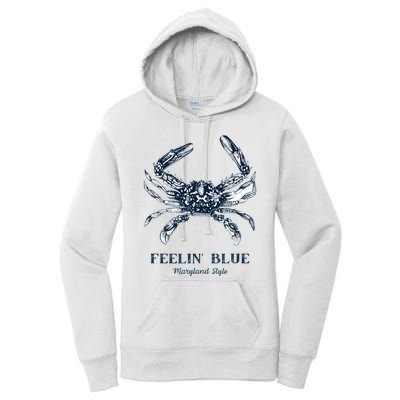 Feelin' Blue Maryland Style Retro Crab Women's Pullover Hoodie