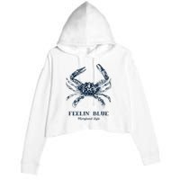 Feelin' Blue Maryland Style Retro Crab Crop Fleece Hoodie