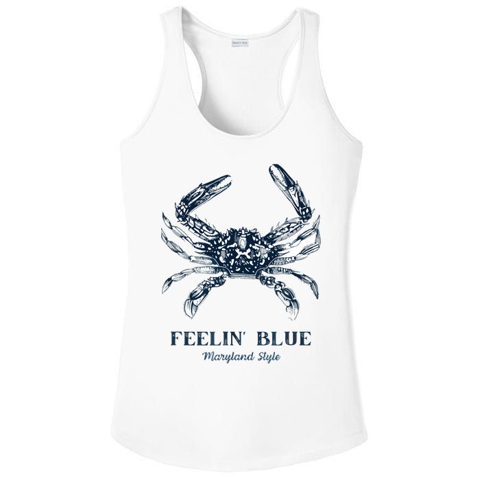 Feelin' Blue Maryland Style Retro Crab Ladies PosiCharge Competitor Racerback Tank