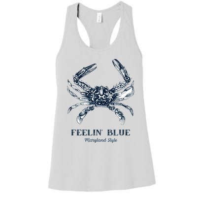 Feelin' Blue Maryland Style Retro Crab Women's Racerback Tank