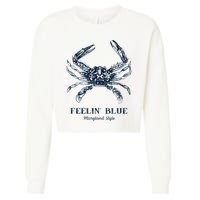 Feelin' Blue Maryland Style Retro Crab Cropped Pullover Crew