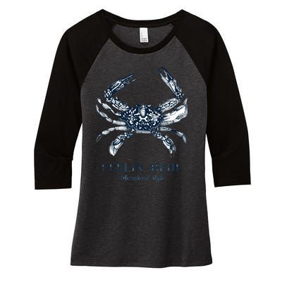 Feelin' Blue Maryland Style Retro Crab Women's Tri-Blend 3/4-Sleeve Raglan Shirt