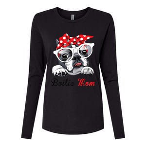 Funny Bostie Mom For Boston Terrier Dogs Lovers Womens Cotton Relaxed Long Sleeve T-Shirt