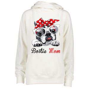 Funny Bostie Mom For Boston Terrier Dogs Lovers Womens Funnel Neck Pullover Hood