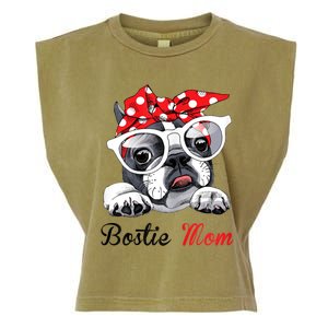 Funny Bostie Mom For Boston Terrier Dogs Lovers Garment-Dyed Women's Muscle Tee