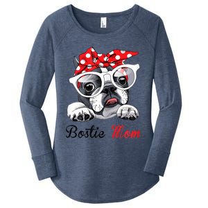 Funny Bostie Mom For Boston Terrier Dogs Lovers Women's Perfect Tri Tunic Long Sleeve Shirt