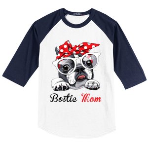 Funny Bostie Mom For Boston Terrier Dogs Lovers Baseball Sleeve Shirt