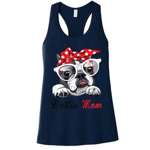 Funny Bostie Mom For Boston Terrier Dogs Lovers Women's Racerback Tank