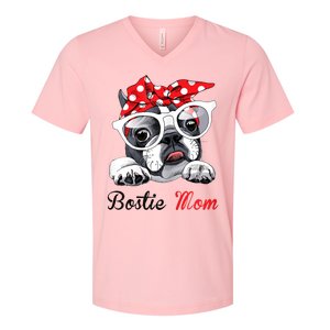 Funny Bostie Mom For Boston Terrier Dogs Lovers V-Neck T-Shirt