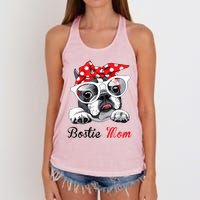 Funny Bostie Mom For Boston Terrier Dogs Lovers Women's Knotted Racerback Tank