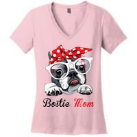 Funny Bostie Mom For Boston Terrier Dogs Lovers Women's V-Neck T-Shirt