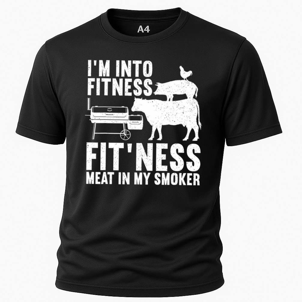 Funny Bbq Meat Smoking Art For Men Women Barbeque Griller Cooling Performance Crew T-Shirt