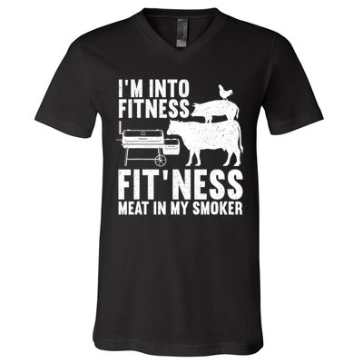 Funny Bbq Meat Smoking Art For Men Women Barbeque Griller V-Neck T-Shirt