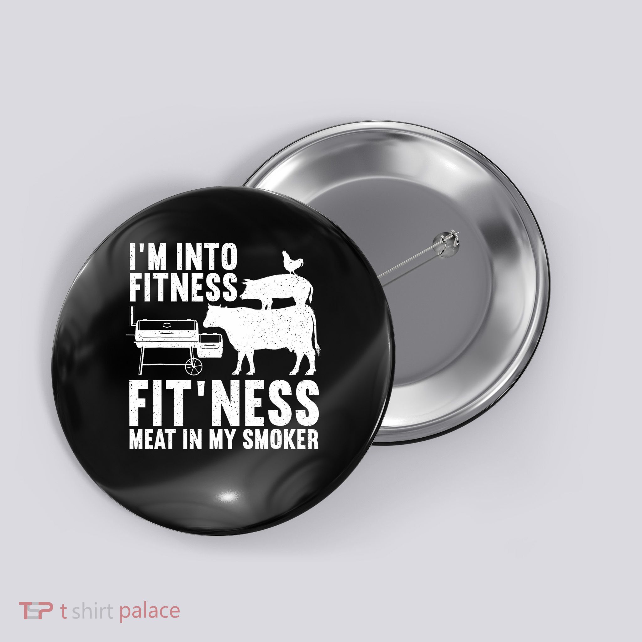Funny Bbq Meat Smoking Art For Men Women Barbeque Griller Button