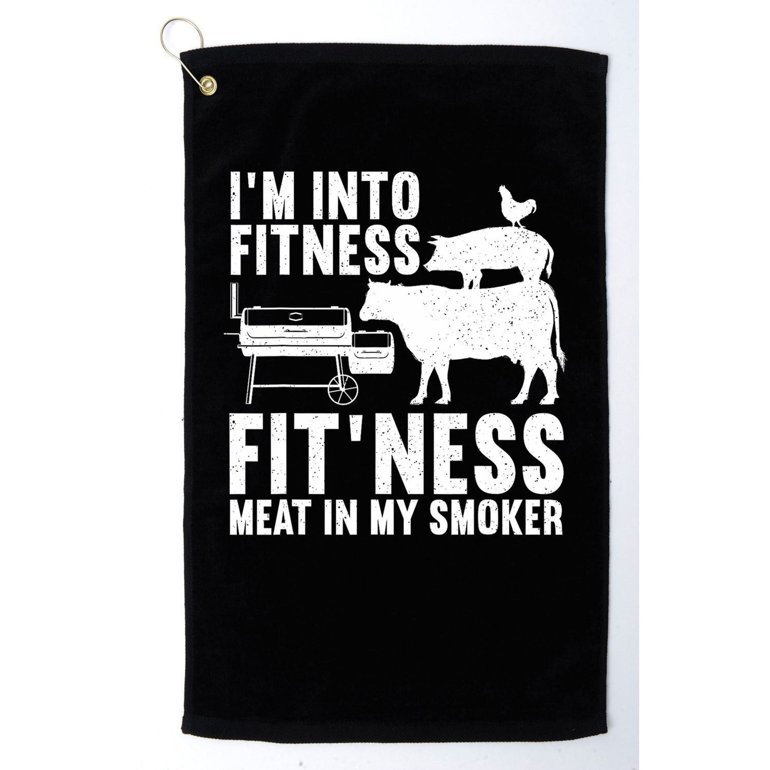 Funny Bbq Meat Smoking Art For Men Women Barbeque Griller Golf Towel