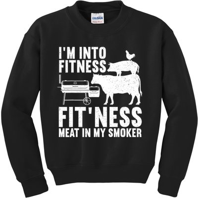 Funny Bbq Meat Smoking Art For Men Women Barbeque Griller Kids Sweatshirt
