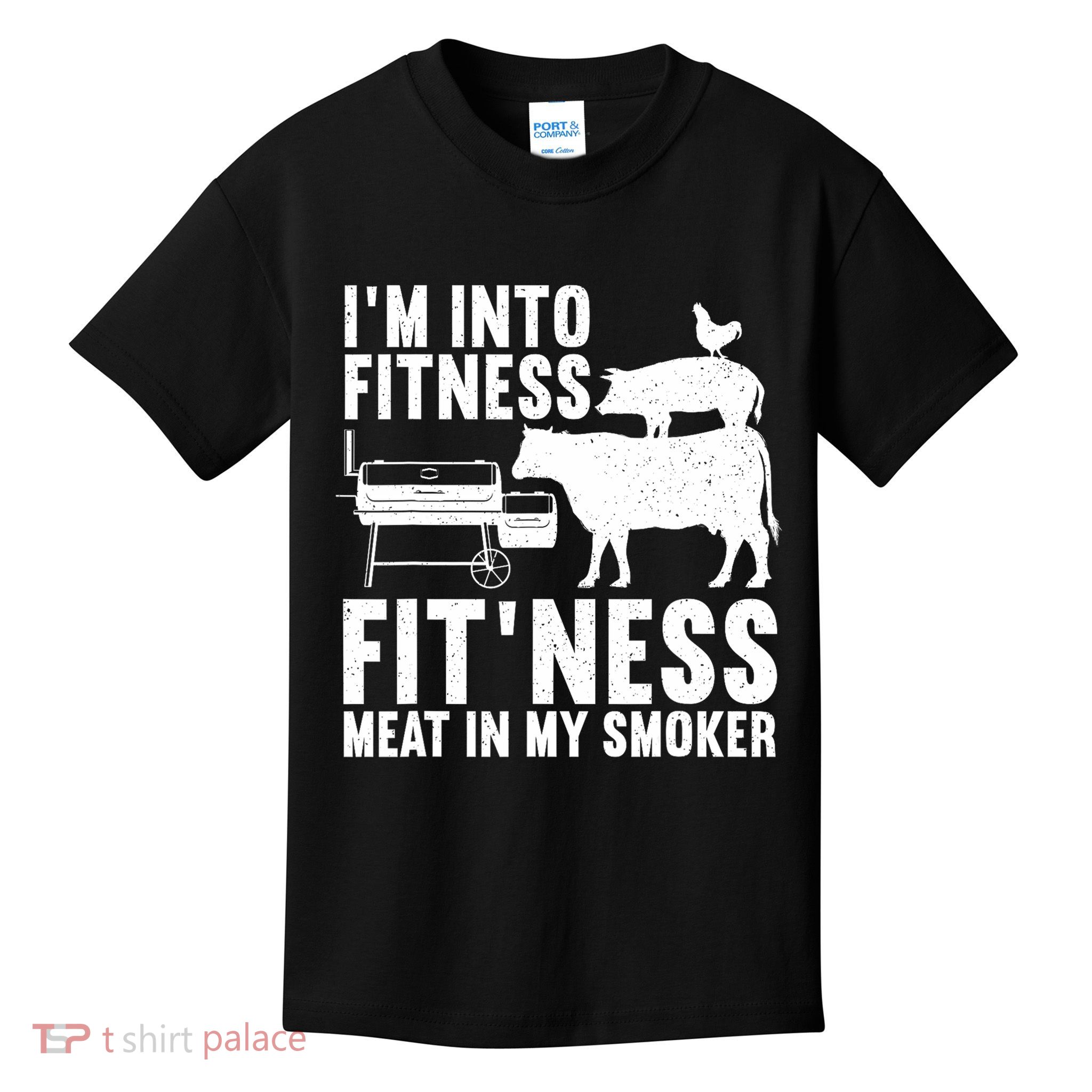 Funny Bbq Meat Smoking Art For Men Women Barbeque Griller Kids T-Shirt