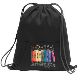 Floral Books Never Underestimate A Public School Teacher Sweatshirt Cinch Pack Bag