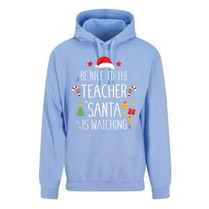 Funny Be Nice Teacher Santa Watching Xmas School Students Gift Unisex Surf Hoodie