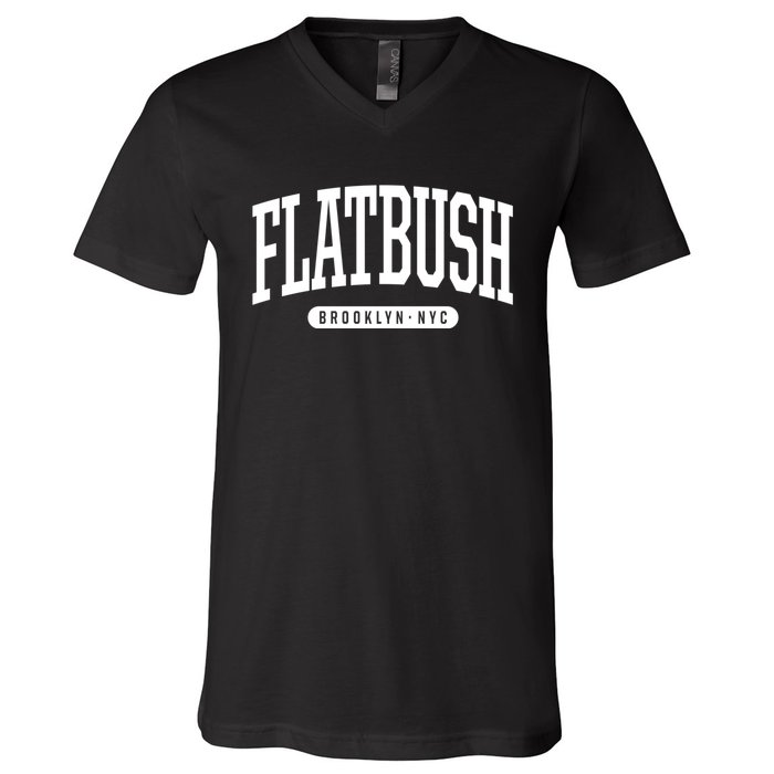 Flatbush Brooklyn Ny Souvenirs Nyc Borough Flatbush Brooklyn New York V-Neck T-Shirt