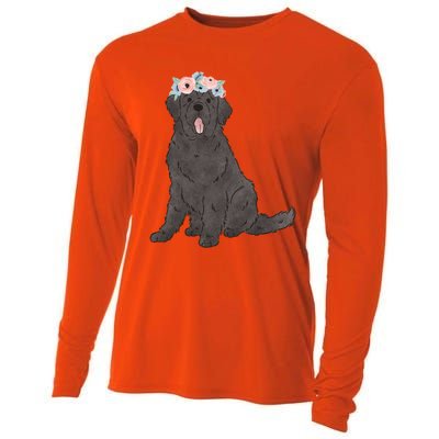 Floral Black Newfie Lovers Newfoundland Dog Mom Gift Cooling Performance Long Sleeve Crew