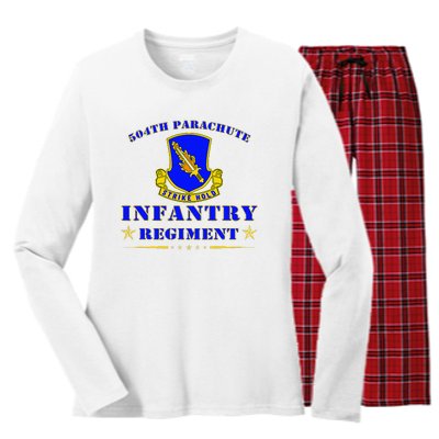 Fort Bragg North Carolina 504th Parachute Infantry Regiment Women's Long Sleeve Flannel Pajama Set 