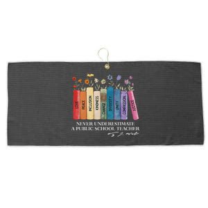 Floral Books Never Underestimate A Public School Teacher Gift Large Microfiber Waffle Golf Towel