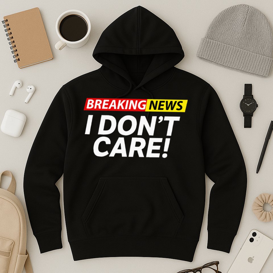 Funny Breaking News I Dont Care Sarcasm Humor Sarcastic Hoodie