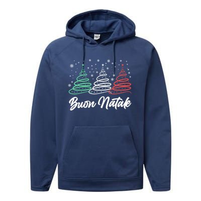 Funny Buon Natale Italy Pride Xmas Holiday Italian Christmas Gift Performance Fleece Hoodie