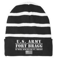 Fort Bragg Nc Basic Training It Will Always Be Ft. Bragg Striped Beanie with Solid Band