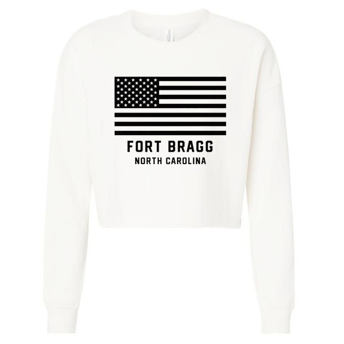 Fort Bragg North Carolina Army American Flag Patriotic Cropped Pullover Crew