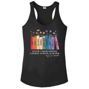 Floral Books Never Underestimate A Public School Teacher Ladies PosiCharge Competitor Racerback Tank