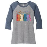 Floral Books Never Underestimate A Public School Teacher Women's Tri-Blend 3/4-Sleeve Raglan Shirt