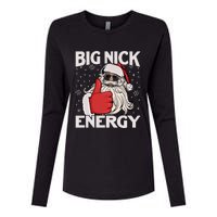 Funny Big Nick Energy Santa Xmas Christmas Long Sleeve Womens Cotton Relaxed Long Sleeve T-Shirt