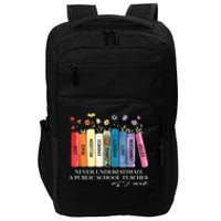 Floral Books Never Underestimate A Public School Teacher Impact Tech Backpack