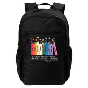 Floral Books Never Underestimate A Public School Teacher Daily Commute Backpack