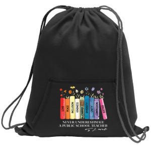 Floral Books Never Underestimate A Public School Teacher Sweatshirt Cinch Pack Bag