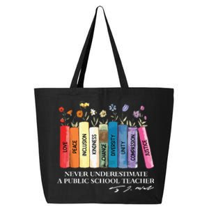 Floral Books Never Underestimate A Public School Teacher 25L Jumbo Tote