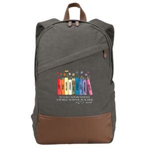 Floral Books Never Underestimate A Public School Teacher Cotton Canvas Backpack