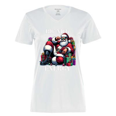 Fun Big Nick Energy Funny Santa Claus Christmas Xmas Cool  Women's Momentum V-Neck T-Shirt