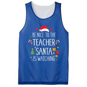 Funny Be Nice Teacher Santa Watching Xmas School Students Gift Mesh Reversible Basketball Jersey Tank