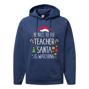 Funny Be Nice Teacher Santa Watching Xmas School Students Gift Performance Fleece Hoodie