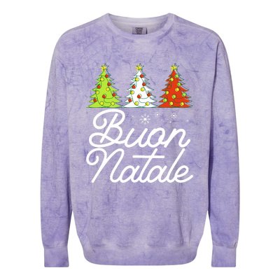 Funny Buon Natale Italy Pride Xmas Holiday Italian Christmas Long Sleeve Colorblast Crewneck Sweatshirt