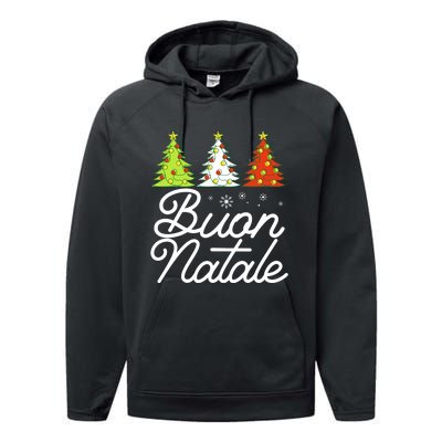 Funny Buon Natale Italy Pride Xmas Holiday Italian Christmas Long Sleeve Performance Fleece Hoodie