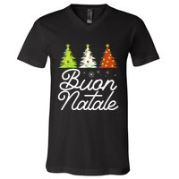 Funny Buon Natale Italy Pride Xmas Holiday Italian Christmas Long Sleeve V-Neck T-Shirt