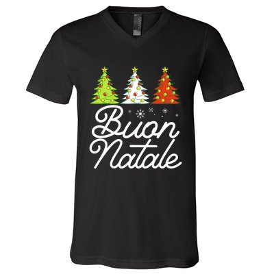 Funny Buon Natale Italy Pride Xmas Holiday Italian Christmas Long Sleeve V-Neck T-Shirt