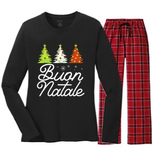 Funny Buon Natale Italy Pride Xmas Holiday Italian Christmas Long Sleeve Women's Long Sleeve Flannel Pajama Set 